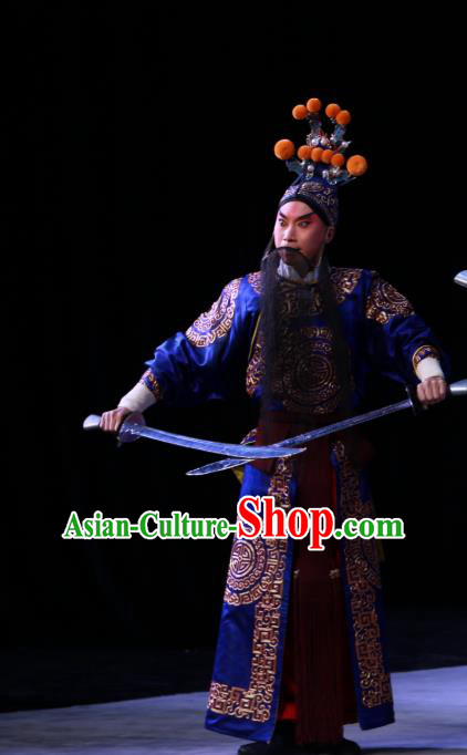 Kirin Pavilion Chinese Peking Opera General Luo Yi Garment Costumes and Headwear Beijing Opera Martial Male Apparels Swordsman Clothing