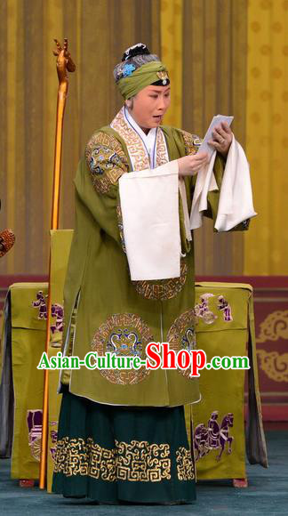 Chinese Beijing Opera Pantaloon Apparels Costumes and Headdress Chi Sang Zhen Traditional Peking Opera Dame Wu Miaozhen Dress Elderly Female Garment