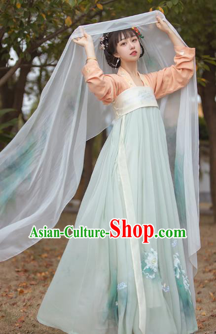 Chinese Ancient Noble Princess Historical Costumes Traditional Embroidered Hanfu Dress Tang Dynasty Court Lady Garment