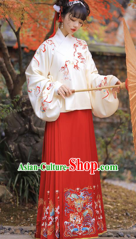 Chinese Ancient Nobility Lady Historical Costumes Ming Dynasty Garment Traditional Embroidered Hanfu Dress