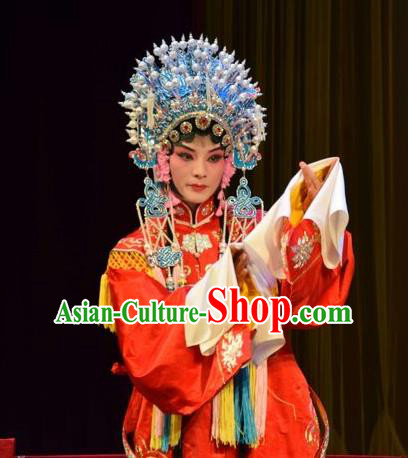 Chinese Jin Opera Princess Shengping Garment Costumes and Headdress Da Jin Zhi Traditional Shanxi Opera Hua Tan Dress Court Lady Apparels