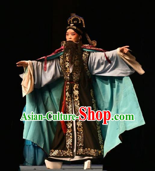 Wo Hu Ling Chinese Shanxi Opera Magistrate Dong Xuan Apparels Costumes and Headpieces Traditional Jin Opera Elderly Male Garment Laosheng Clothing