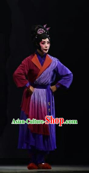 Chinese Jin Opera Country Woman Garment Costumes and Headdress Xiong Guan Niang Zi Traditional Shanxi Opera Village Female Dress Apparels