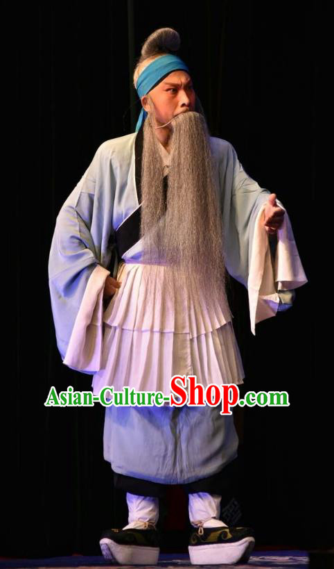Breeze Pavilion Chinese Shanxi Opera Elderly Male Zhang Yuanxiu Apparels Costumes and Headpieces Traditional Jin Opera Laosheng Garment Clothing