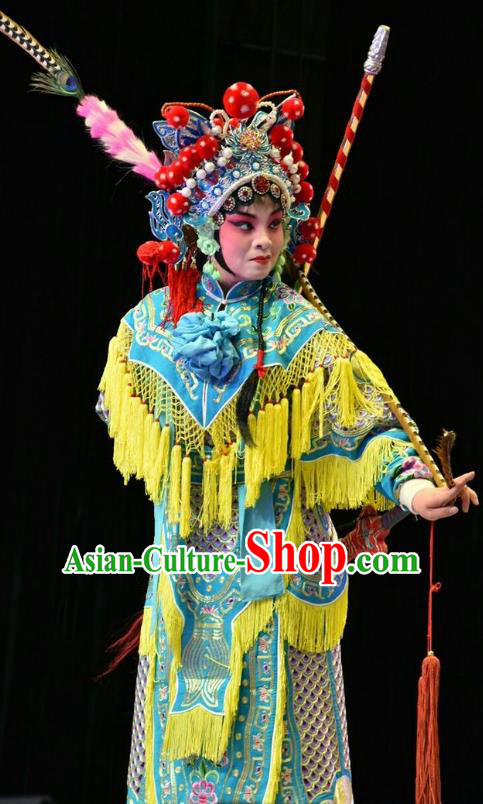 Chinese Jin Opera Female Swordsman Garment Costumes and Headdress Hu Sanniang Traditional Shanxi Opera Martial Woman Dress Actress Apparels
