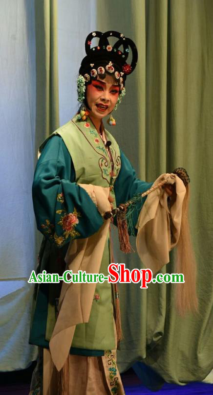 Chinese Jin Opera Young Lady Garment Costumes and Headdress Red Book Sword Traditional Shanxi Opera Hua Tan Apparels Actress Dress