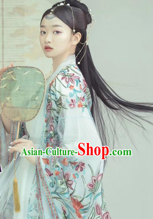 Chinese Traditional Drama Goddess Historical Costumes Ancient Royal Princess Hanfu Dress Apparels and Headpieces for Women