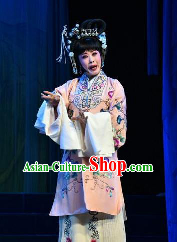 Chinese Jin Opera Young Female Hua Muhui Garment Costumes and Headdress Mulan Joins the Army Traditional Shanxi Opera Actress Apparels Hua Tan Dress