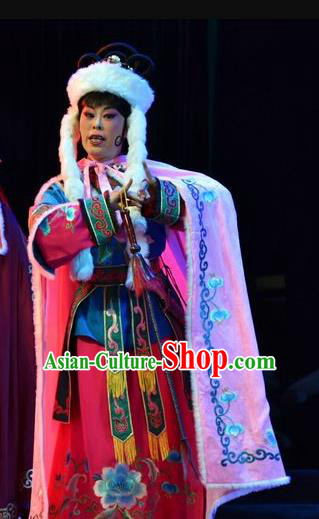 Chinese Jin Opera Uighur Princess Garment Costumes and Headdress Fenyang King Traditional Shanxi Opera Young Female Apparels Actress Dress