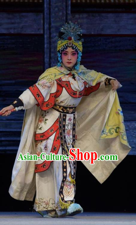 Chinese Jin Opera Diva Ma Xiuying Garment Costumes and Headdress Big Feet Empress Traditional Shanxi Opera Hua Tan Apparels Queen Dress