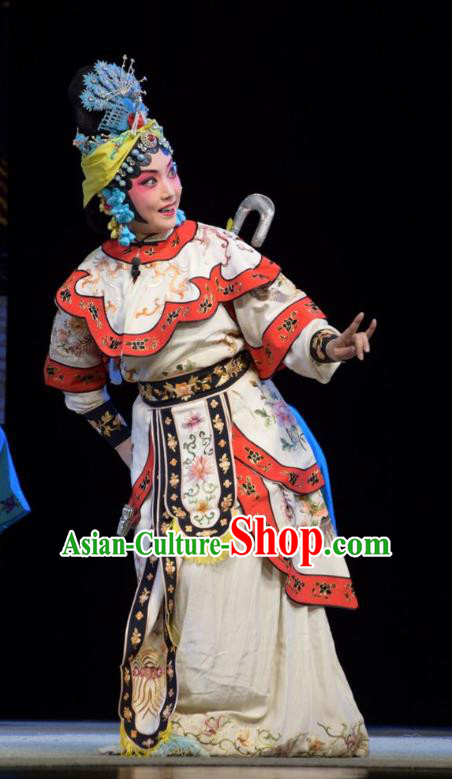 Chinese Jin Opera Diva Ma Xiuying Garment Costumes and Headdress Big Feet Empress Traditional Shanxi Opera Hua Tan Apparels Queen Dress