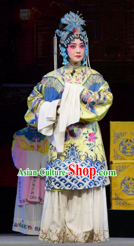 Chinese Jin Opera Queen Garment Costumes and Headdress Big Feet Empress Traditional Shanxi Opera Hua Tan Apparels Actress Ma Xiuying Dress