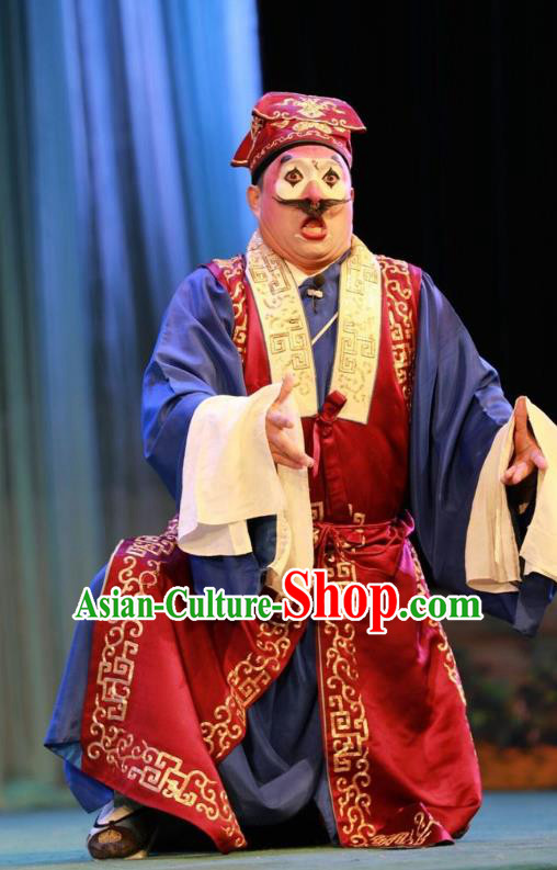 Story About A Wall Chinese Lu Opera Merchant Apparels Costumes and Headpieces Traditional Shandong Opera Clown Garment Zhang Daguai Clothing