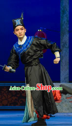 Xian Jie Bian Chinese Hubei Hanchu Opera Swordsman Apparels Costumes and Headpieces Traditional Han Opera Martial Male Garment Wusheng Clothing