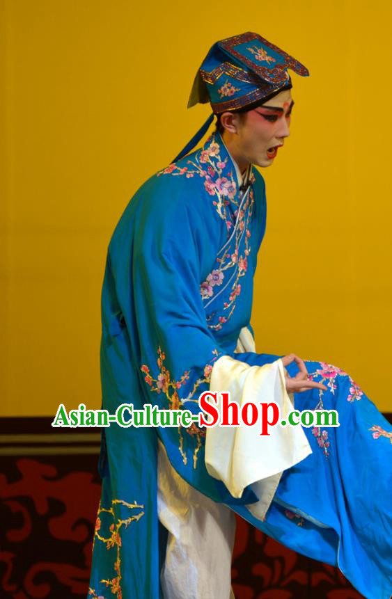 Hua Tian Ba Cuo Chinese Hubei Hanchu Opera Scholar Bian Ji Apparels Costumes and Headpieces Traditional Han Opera Young Male Garment Xiaosheng Clothing