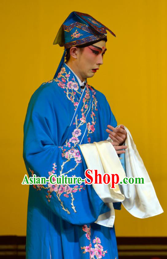 Hua Tian Ba Cuo Chinese Hubei Hanchu Opera Scholar Bian Ji Apparels Costumes and Headpieces Traditional Han Opera Young Male Garment Xiaosheng Clothing