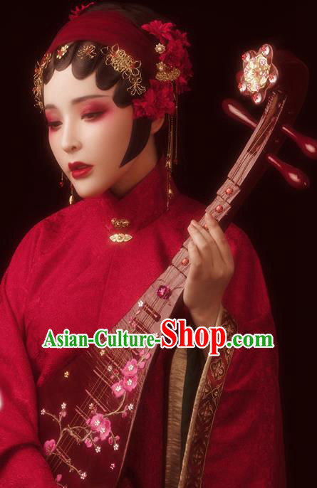 Chinese Traditional Ming Dynasty Hanfu Dress Apparels Ancient Patrician Female Historical Costumes and Headdress for Women