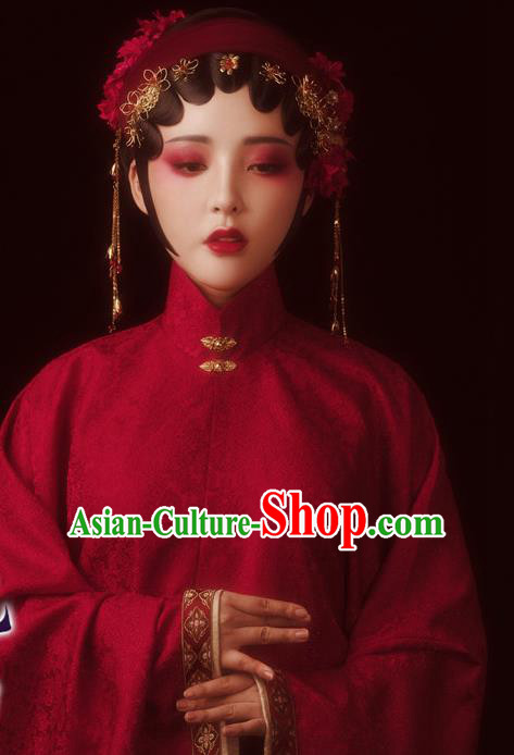 Chinese Traditional Ming Dynasty Hanfu Dress Apparels Ancient Patrician Female Historical Costumes and Headdress for Women