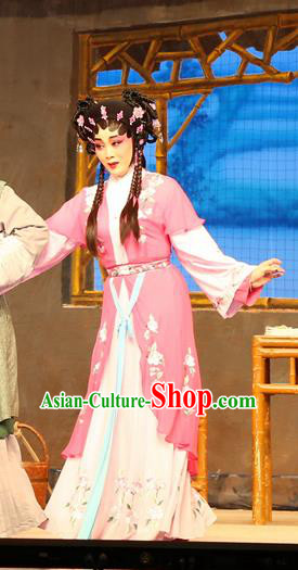 Chinese Cantonese Opera Young Lady Garment Legend of Lun Wenxu Costumes and Headdress Traditional Guangdong Opera Servant Girl Apparels Xiaodan A Xiu Dress