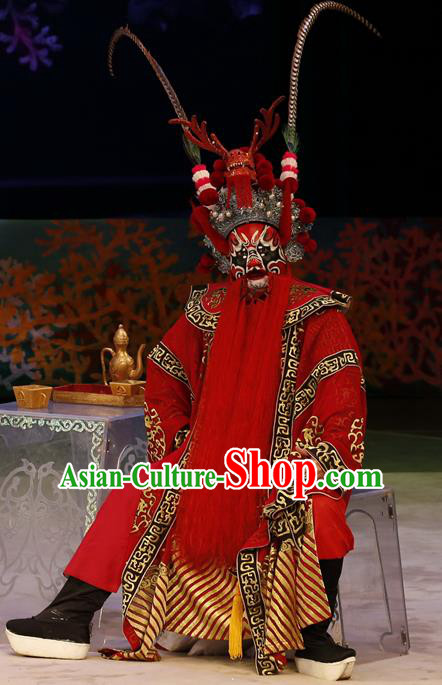 Liu Yi Delivers A Letter Chinese Guangdong Opera Jing Apparels Costumes and Headpieces Traditional Cantonese Opera Dragon King Garment Elderly Man Clothing