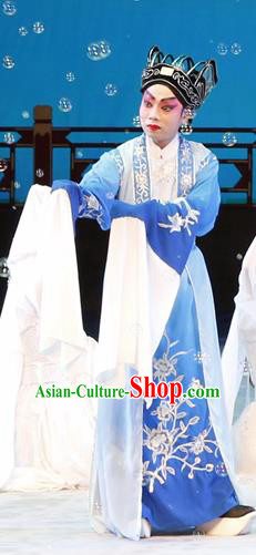Meng Hui Tai Hu Chinese Guangdong Opera Young Man Fan Li Apparels Costumes and Headpieces Traditional Cantonese Opera Xiaosheng Garment Niche Blue Clothing