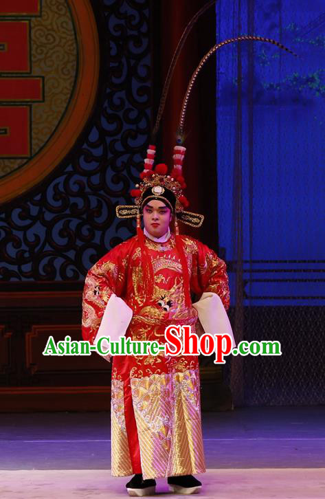Diao Man Gong Zhu Gan Fu Ma Chinese Guangdong Opera Bridegroom Apparels Costumes and Headpieces Traditional Cantonese Opera Young Male Garment Meng Feixiong Clothing