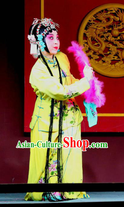 Chinese Sichuan Opera Highlights Actress Garment Costumes and Headdress Shoot Eagle Traditional Peking Opera Hua Tan Dress Young Female Yellow Apparels