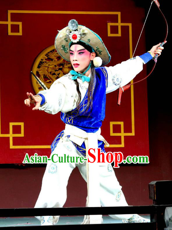 Shoot Eagle Chinese Sichuan Opera Martial Male Apparels Costumes and Headpieces Peking Opera Highlights Swordsman Garment Warrior Hua Rong Clothing