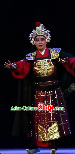 Gao Emperor of Han Chinese Guangdong Opera General Apparels Costumes and Headpieces Traditional Cantonese Opera Martial Male Garment Armor Clothing