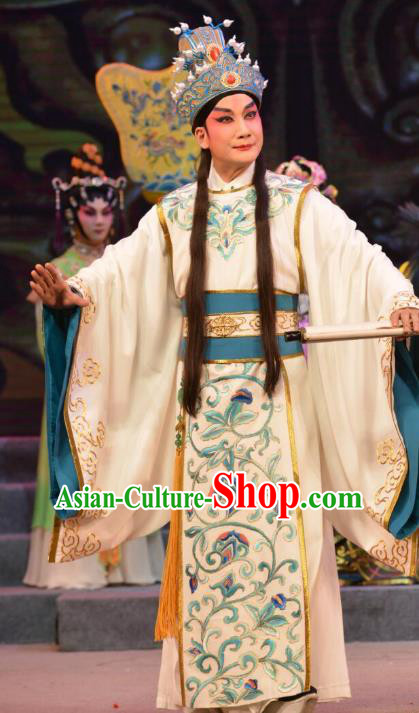 Legend of Er Lang Chinese Guangdong Opera Xiaosheng Apparels Costumes and Headwear Traditional Cantonese Opera Young Male Garment Prince Boyi Kao Clothing