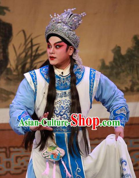 The Mad Monk by the Sea Chinese Guangdong Opera Xiaosheng Apparels Costumes and Headwear Traditional Cantonese Opera Young Male Garment Wu Xiaopeng Clothing