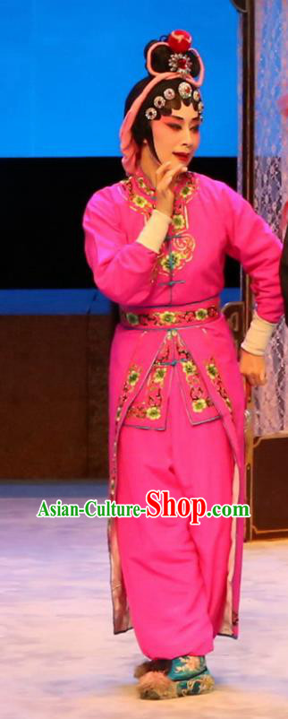Chinese Cantonese Opera Wudan Garment Ba Luo He Costumes and Headdress Traditional Guangdong Opera Martial Male Apparels Ma Jinding Rosy Dress
