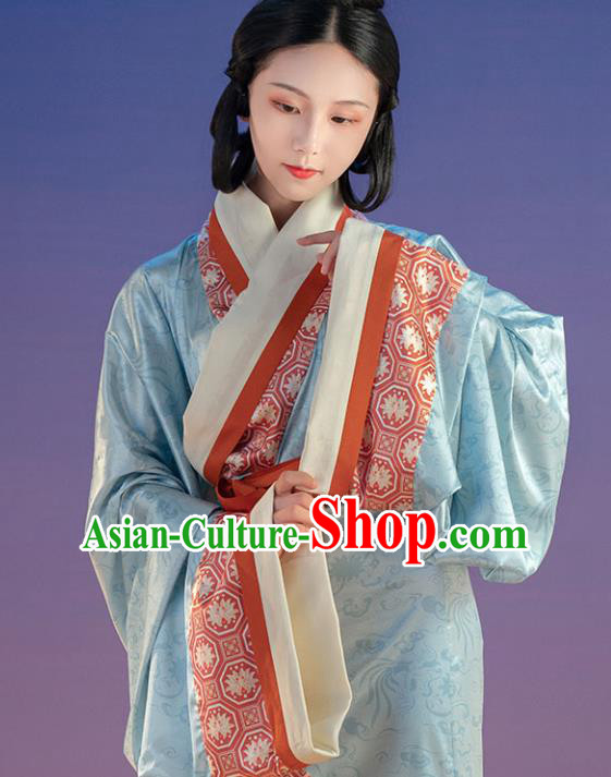 Chinese Traditional Han Dynasty Historical Costumes Ancient Court Female Hanfu Dress Apparels and Headpieces Complete Set