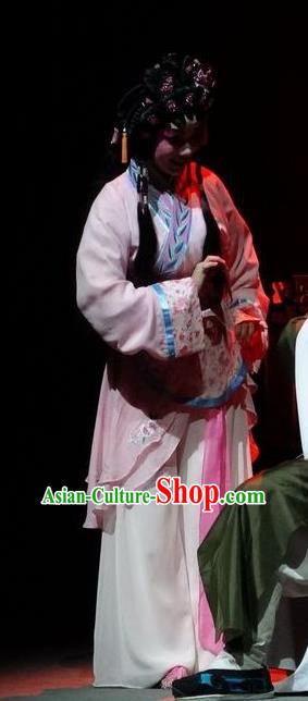 Chinese Cantonese Opera Young Lady Garment Zi Yun Costumes and Headdress Traditional Guangdong Opera Village Girl Apparels Hua Tan Dress