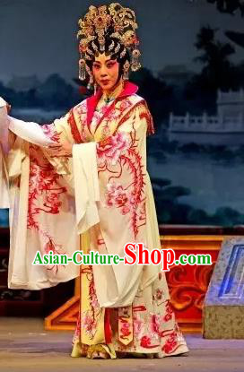 Chinese Cantonese Opera Hua Tan Garment Princess Changping Costumes and Headdress Traditional Guangdong Opera Diva Apparels Actress Dress