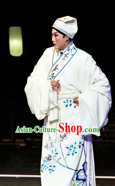 Fu Shi San Sheng Meng Chinese Guangdong Opera Xiaosheng Apparels Costumes and Headwear Traditional Cantonese Opera Young Male Garment Scholar Clothing