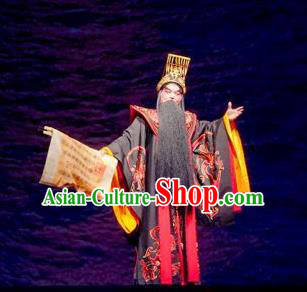 King of Qin Meng Jiang Chinese Guangdong Opera First Emperor Apparels Costumes and Headwear Traditional Cantonese Opera Laosheng Garment Monarch Ying Zheng Clothing