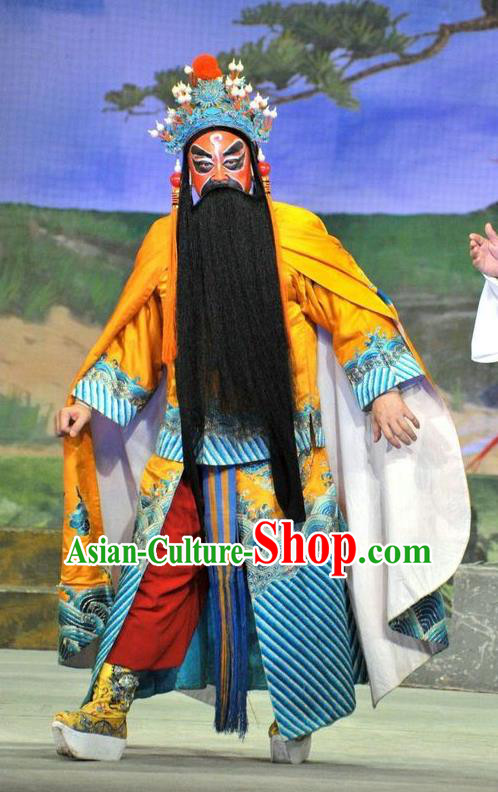 The Sword Chinese Guangdong Opera Duke Apparels Costumes and Headwear Traditional Cantonese Opera Monarch Garment King Wang Mang Clothing
