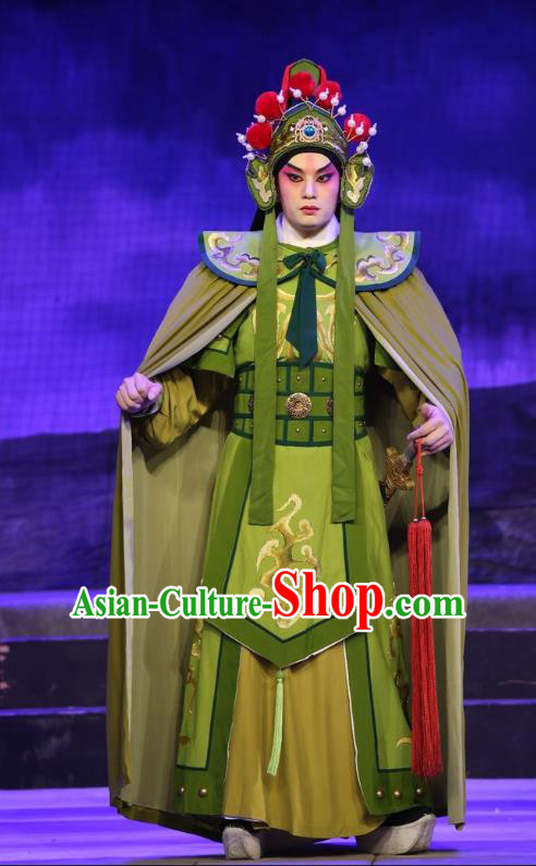 Pan Maoming Chinese Guangdong Opera General Sun Biaohu Apparels Costumes and Headwear Traditional Cantonese Opera Martial Male Garment Wusheng Clothing