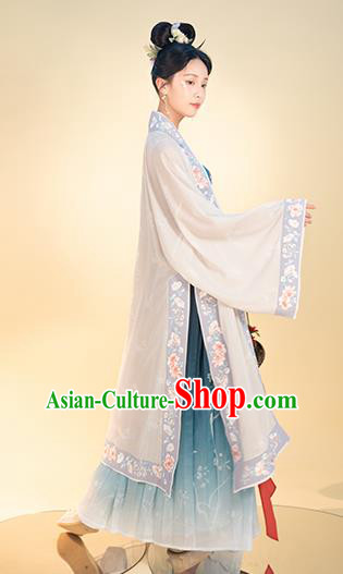 Chinese Traditional Song Dynasty Civilian Female Apparels Ancient Young Lady Hanfu Dress Historical Costumes Complete Set