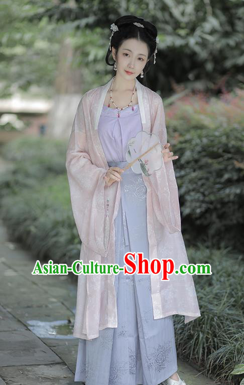 Chinese Traditional Song Dynasty Noble Lady Hanfu Dress Apparels Ancient Patrician Woman Historical Costumes Complete Set