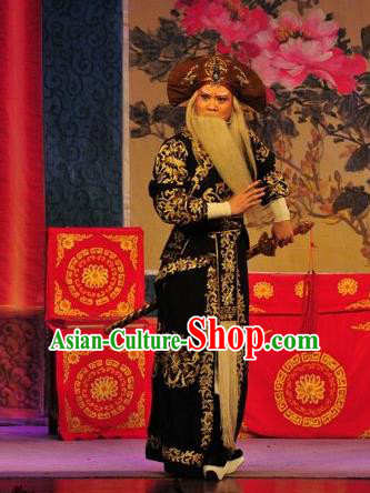 Unhappy Marriage Chinese Guangdong Opera Elderly Man Apparels Costumes and Headwear Traditional Cantonese Opera Wusheng Garment Martial Male Clothing