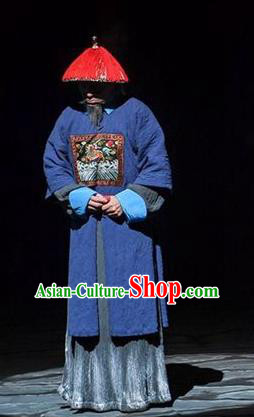 Chinese Traditional Qing Dynasty Elderly Official Apparels Costumes Historical Drama Da Qing Xiang Guo Ancient Garment Old Minister Clothing and Headwear