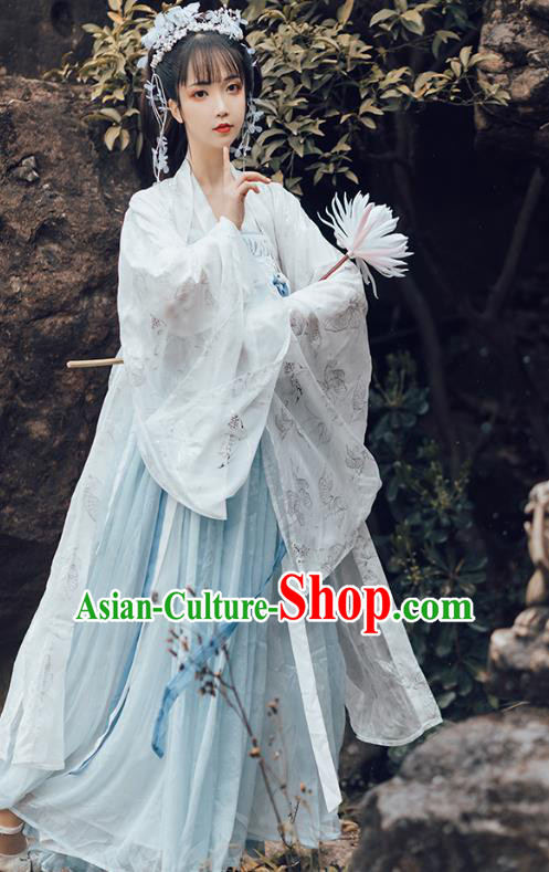 Chinese Traditional Tang Dynasty Noble Lady Hanfu Apparels Ancient Royal Princess Historical Costumes Cape Blouse and Dress Full Set