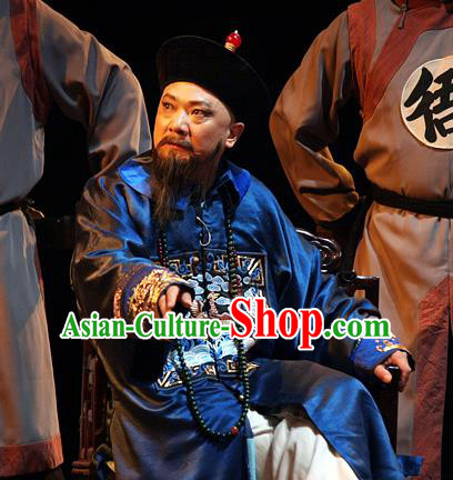 Chinese Traditional Qing Dynasty Official Zhang Zhidong Clothing Stage Performance Historical Drama Governor Apparels Costumes Ancient Grand Coordinator Garment and Headwear