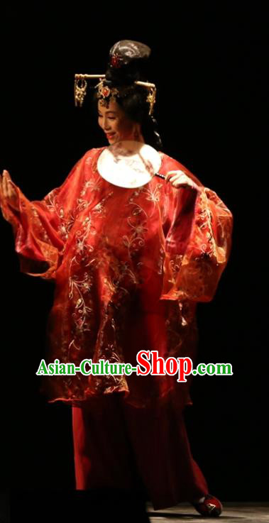 Chinese Historical Drama King of Nanyue Ancient Young Beauty Garment Costumes Traditional Stage Show Red Dress Qin Dynasty Noble Concubine Apparels and Headpieces