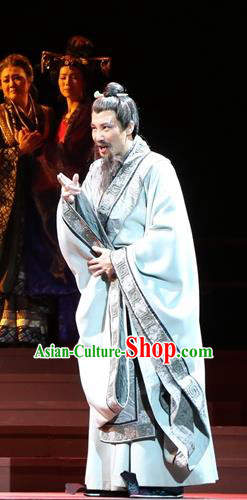 Chinese Traditional Han Dynasty Official Lu Jia Clothing Stage Performance Historical Drama King of Nanyue Apparels Costumes Ancient Envoy Garment and Headwear