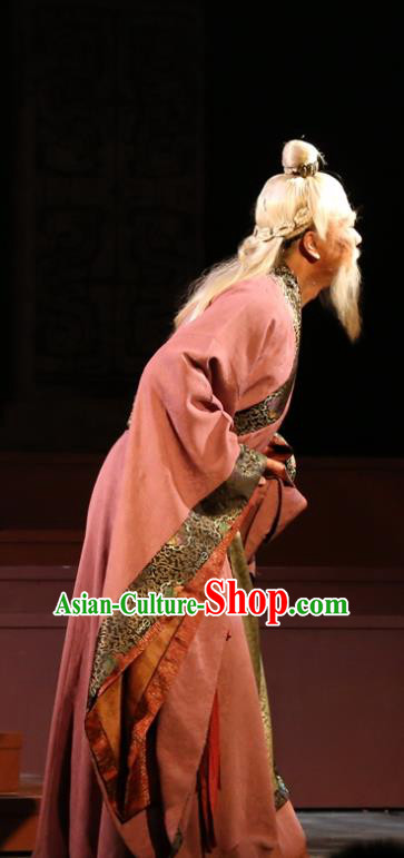 Chinese Traditional Han Dynasty Envoy Lu Jia Clothing Stage Performance Historical Drama King of Nanyue Elderly Male Apparels Costumes Ancient Official Garment and Headwear
