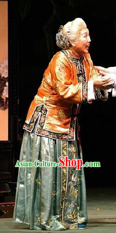 Chinese Historical Drama Autumn Begins Ancient Old Madame Garment Costumes Traditional Stage Show Elderly Female Dress Qing Dynasty Rich Dame Apparels and Headpieces