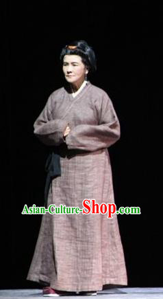 Chinese Historical Drama Sima Qian Ancient Elderly Female Garment Costumes Traditional Stage Show Dress Han Dynasty Dame Apparels and Headpieces
